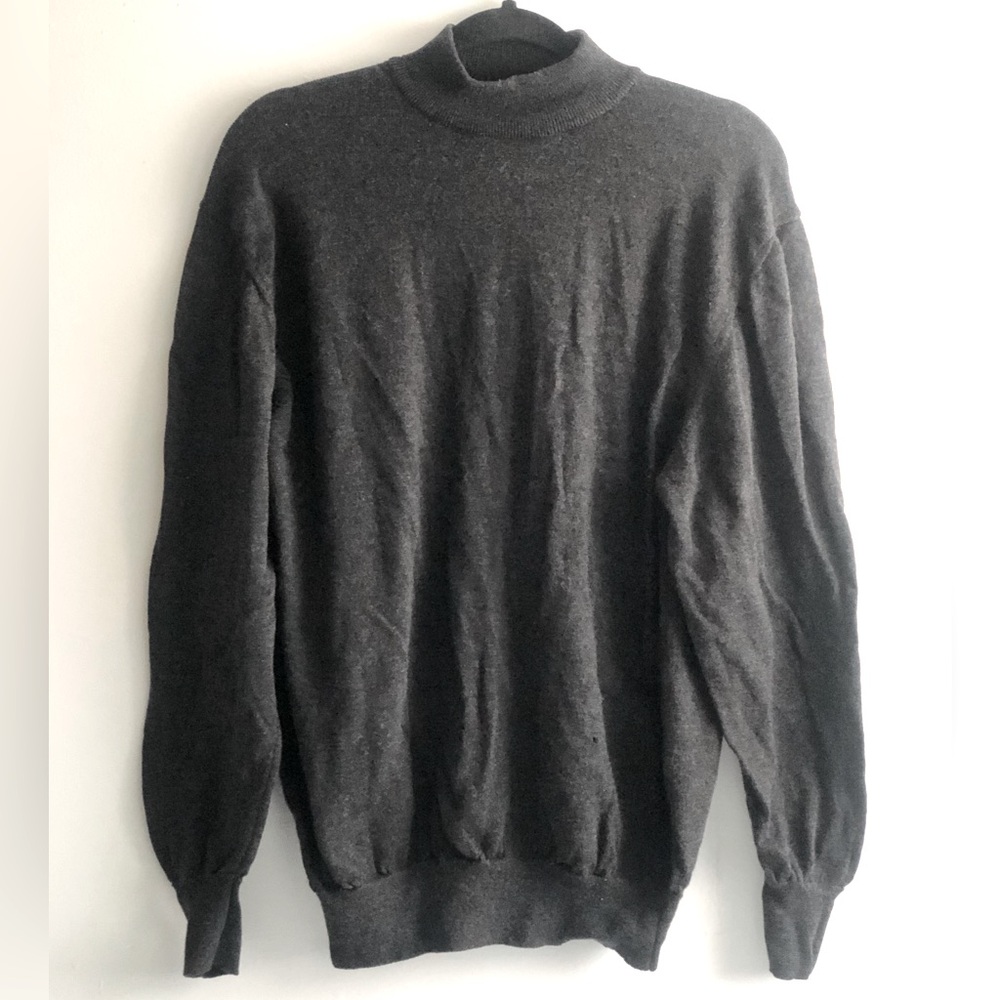 Pronto-Uomo Charcoal Grey Pure New Wool Long Sleeve Sweater Size Large